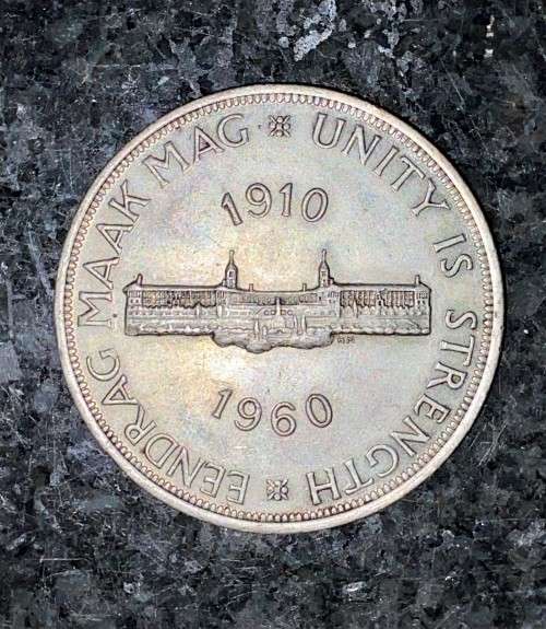 S A UNION SILVER 5 SHILLINGS 1960 SILVER CROWN GOOD CONDITION
