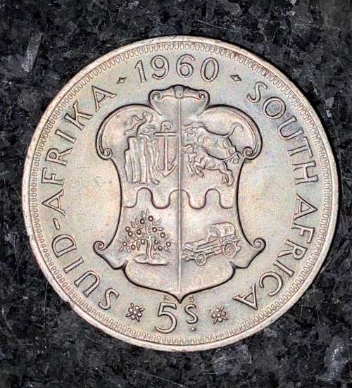 S A UNION SILVER 5 SHILLINGS 1960 SILVER CROWN GOOD CONDITION