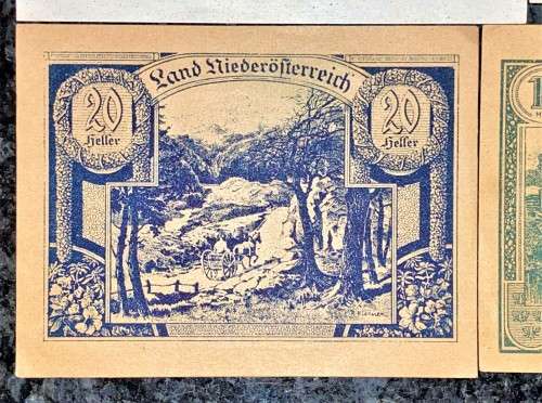 AUSTRIA SET 1000 KRONEN-STAMPED DEUTSCHES REICH-1902 BIG NOTE TO 10 HELLER 1920 SMALL NOTES