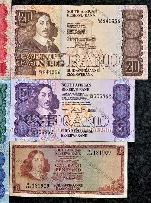 COMPLETE SET OF GPC DE KOCK & DECIMALS R50 SCARCE BA SERIE`S TO R2,,,1980s (R1 TW DE JONGH 1975)