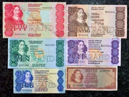 COMPLETE SET OF GPC DE KOCK & DECIMALS R50 SCARCE BA SERIE`S TO R2,,,1980s (R1 TW DE JONGH 1975)