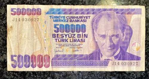 TURKEY 500,000 LIRASI 1970
