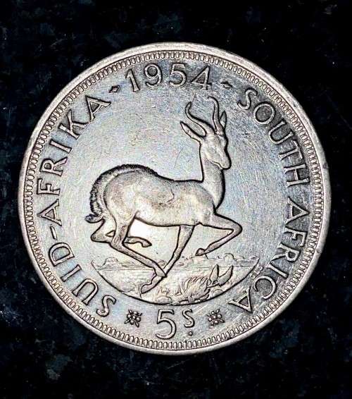 S A UNION SILVER 5 SHILLINGS 1954 SILVER CROWN