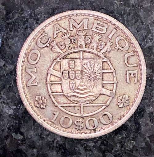MOZAMBIQUE 10 ESCUDO 1952 SILVER .720