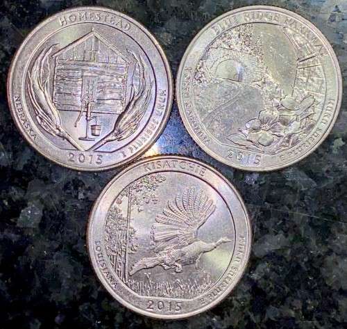 U S A SET - 2015 - IMPORTANT LAND MARKS COLLECTION 1/4 DOLLARS (1 BID TAKES ALL)
