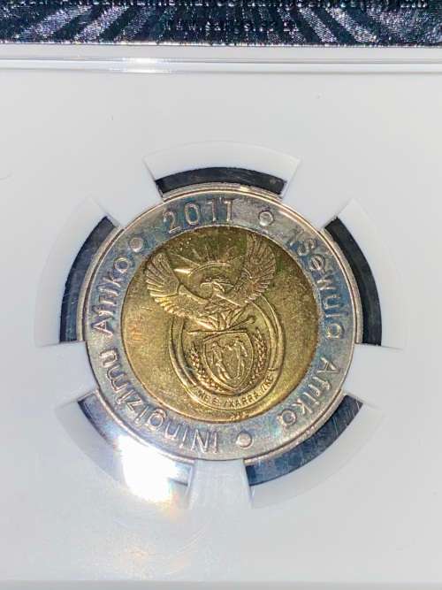 SOUTH AFRICA GRADED MS65 CHOICE UNC COMMEMORATIVE R5 SA RESERVE BANK 1921-2011 SANGS