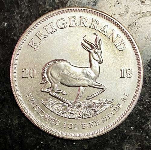 SOUTH AFRICA SILVER KRUGERRAND -- 2018 -- BU UNC 1OZ FINE SILVER