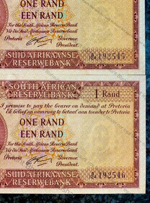 G.RISSIK R1 IN SEQ A124/ 192545-546 AUNC FIRST ISSUE 1962 E/A NOT EASY TO GET IN SEQ(1BID TAKES AL