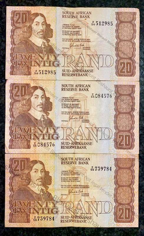 REPLACEMENT NOTES GPC DE KOCK R20 - Z54, Z55 & Z56 - THIRD ISSUE 1984 (1 BID TAKES ALL)