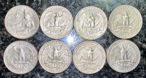 U S A  SET - 1/4 DOLLARS 1976, 1980, 1981, 1982, 1984, 1985 ,1986 & 1988 (1 BID TAKES ALL)