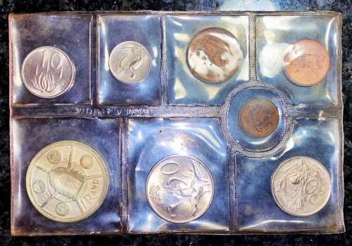 S A MINT UNCIRCULATED SET --1974 -- SILVER R1 TO 1/2 CENT 50TH ANNIVERSARY SA MINT -SEALED FROM MINT