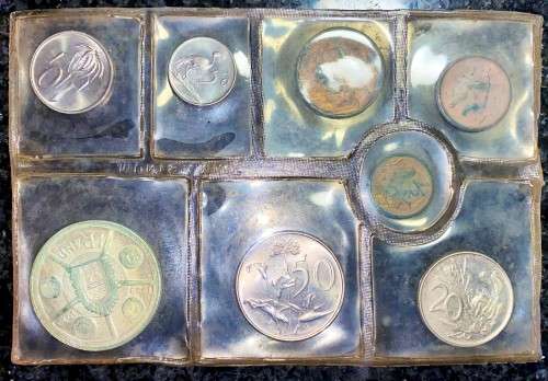 S A MINT UNCIRCULATED SET --1974 -- SILVER R1 TO 1/2 CENT 50TH ANNIVERSARY SA MINT -SEALED FROM MINT
