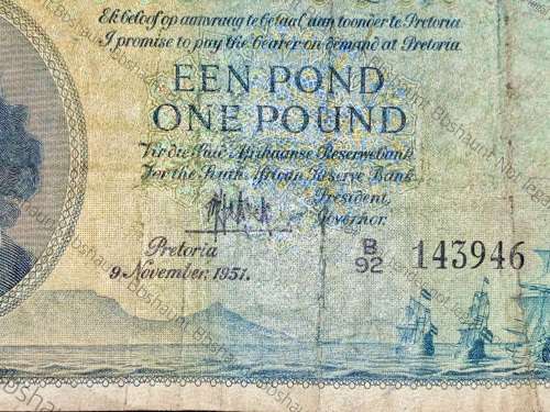 MH DE KOCK 1 POUND 9 NOVEMBER 1951 A/E 2ND ISSUE B92