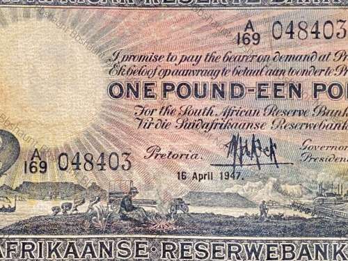 MH DE KOCK 1 POUND 1947 E/A 1ST ISSUE A169
