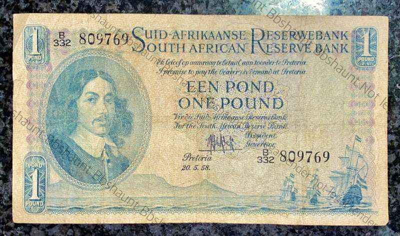 MH DE KOCK 1 POUND 20-5-1958 A/E 3RD ISSUE B332