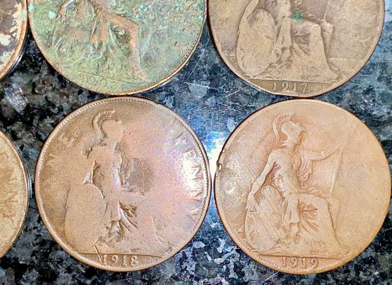 GREAT BRITAIN SET 1 PENNY 1900,1902,1903,1912,1916,1917,1918 & 1919 ( 1 BID TAKES ALL)