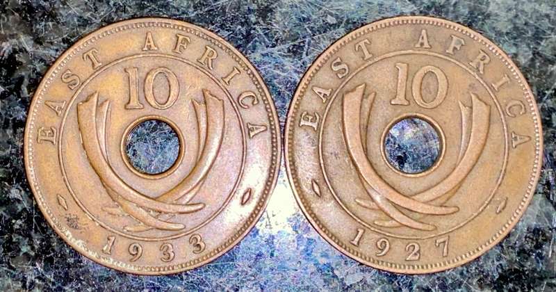 EAST AFRICA SET 10 CENT 1927 & 1933 (1 BID TAKES ALL)
