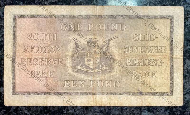 J POSTMUS 1 POUND 6TH NOVEMBER 1941 ENG/AFR A111 FIRST ISSUE VAN RIEBEECK WTM