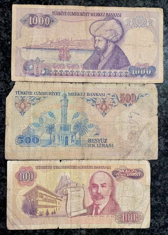 TURKEY SET 1000 LIRASI ,500 LIRASI & 100 LIRSAI (1 BID TAKES ALL)