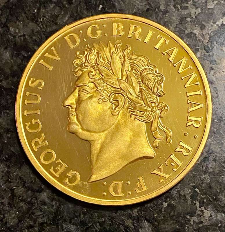 CAPE COIN HERITAGE-SEABORNE EMPIRES - CEYLON 1821 GEORGE IV RIX DOLLAR STERLING SILVER GOLD PLATED
