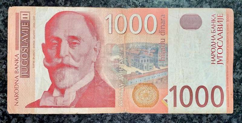 YUGOSLAVIA 1000 DINARA 2001