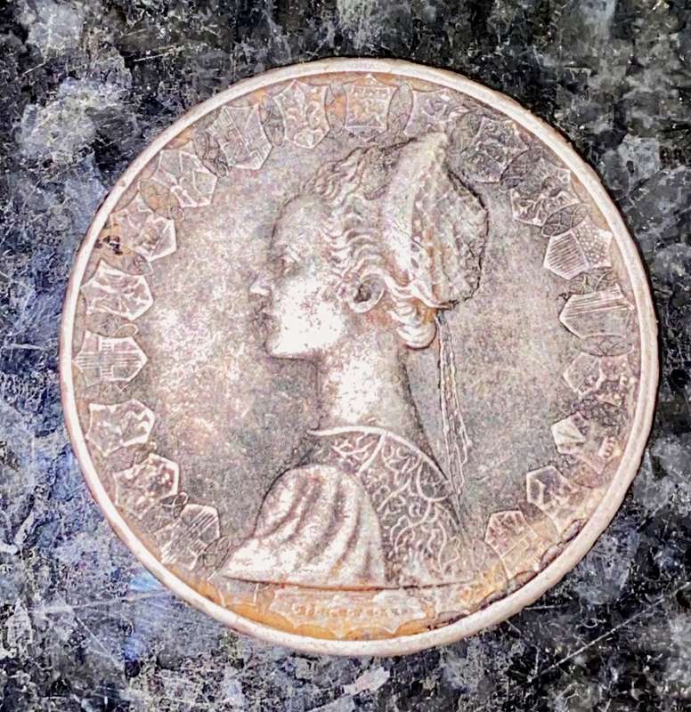 ITALY SILVER .500 LIRE 1964 R