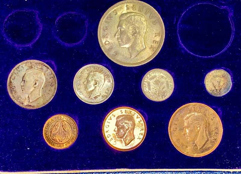 S A UNION FULL SET 1952 SILVER 5 SHILLINGS TO 1/4 PENNY IN ORIGINAL SA MINT PROOF BOX(NO GOLD)