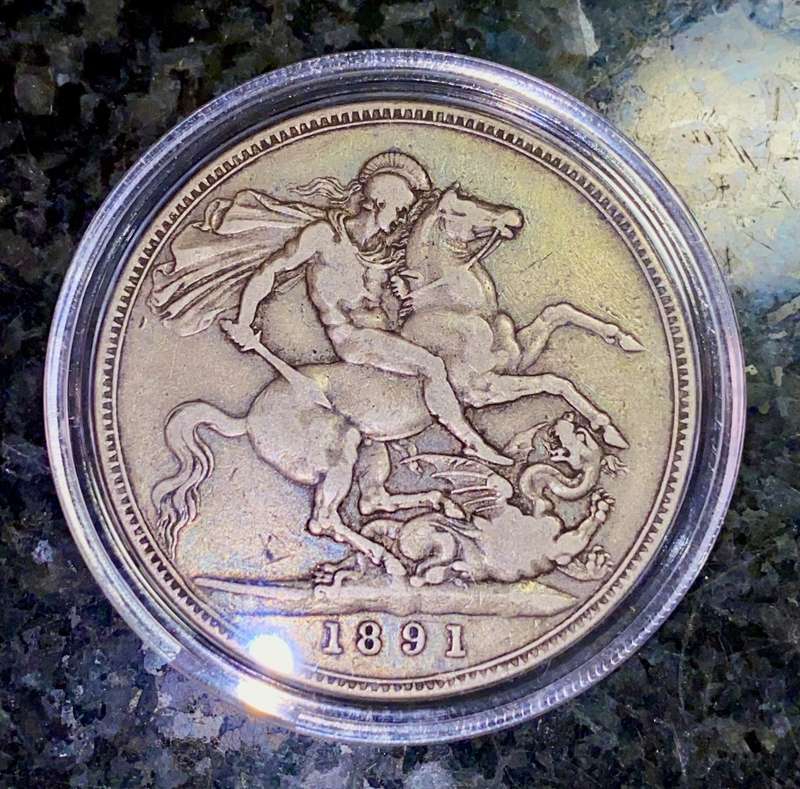 GREAT BRITAIN SILVER 5 SHILLINGS 1891 SILVER CROWN - IN CAPSULE