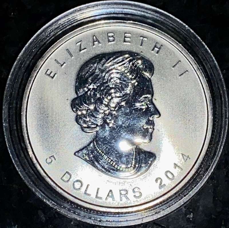 CANADA 1OZ SILVER 5 DOLLAR - AMAZING TONING WHITEHEAD EAGLE - 2014 UNC .999 SILVER COMES IN CAPSULE