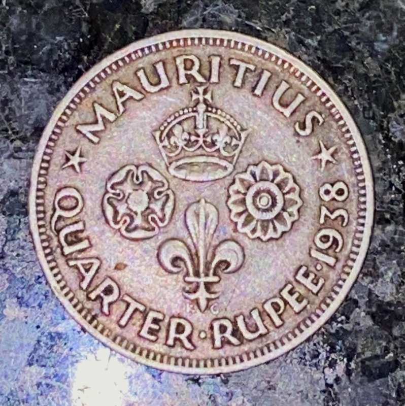 MAURITIUS RARE SILVER 1/4 RUPEE 1938 KEY DATE