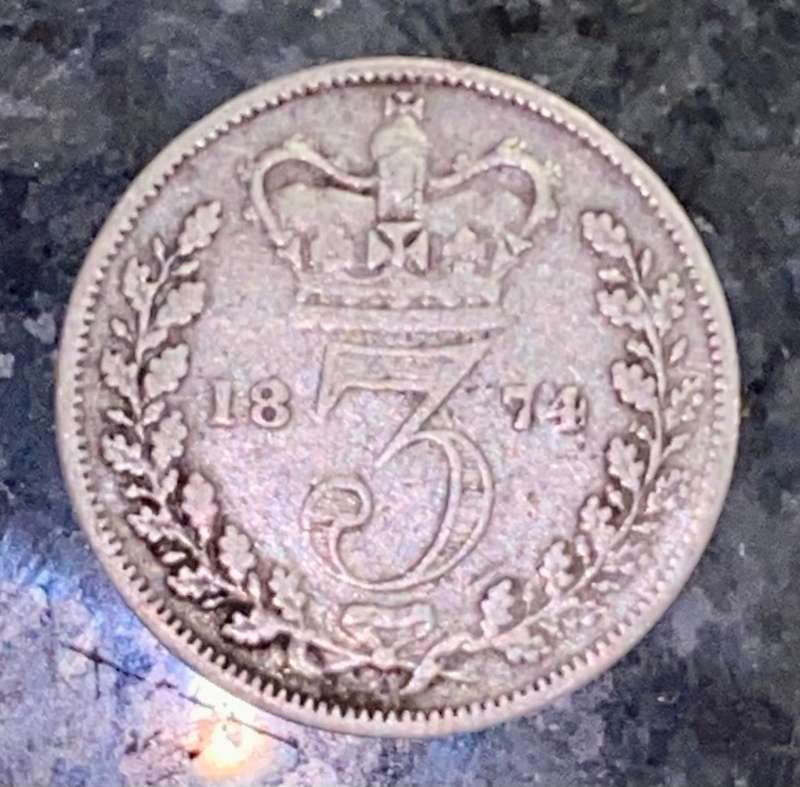 GREAT BRITAIN SILVER 3 PENCE 1874