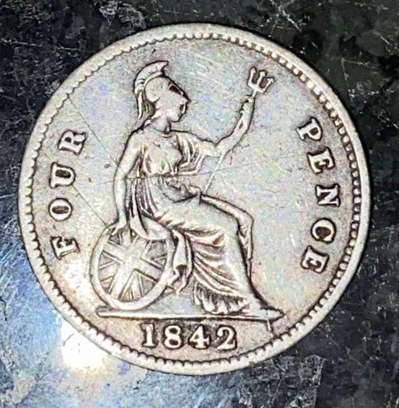 GREAT BRITAIN SILVER 4 PENCE 1842 GROAT