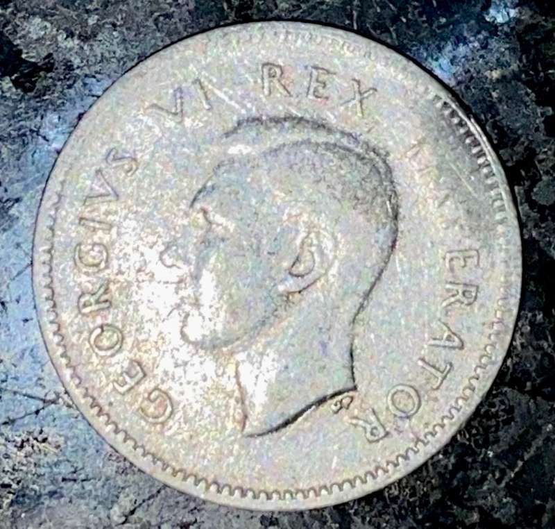 S A UNION SILVER 3D THREEPENCE TICKEY --1945--