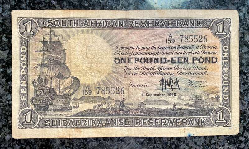 MH DE KOCK 1 POUND 1946 E/A 1ST ISSUE  A159