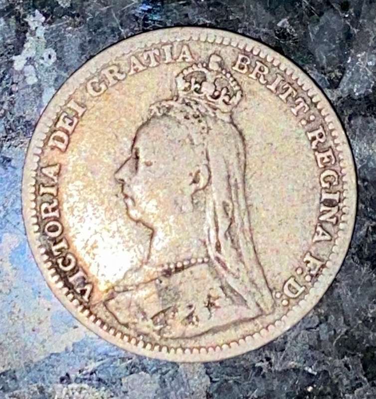 GREAT BRITAIN SILVER 3 PENCE 1891 STERLING SILVER