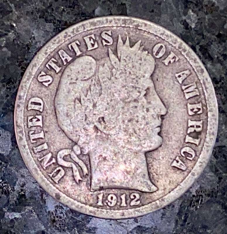 U S A SILVER 1 BARBER DIME - 10 CENT 1912 D - SILVER ,900