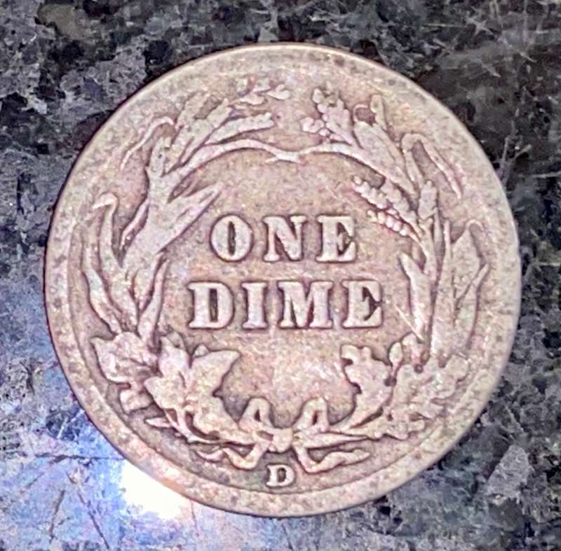 U S A SILVER 1 BARBER DIME - 10 CENT 1912 D - SILVER ,900
