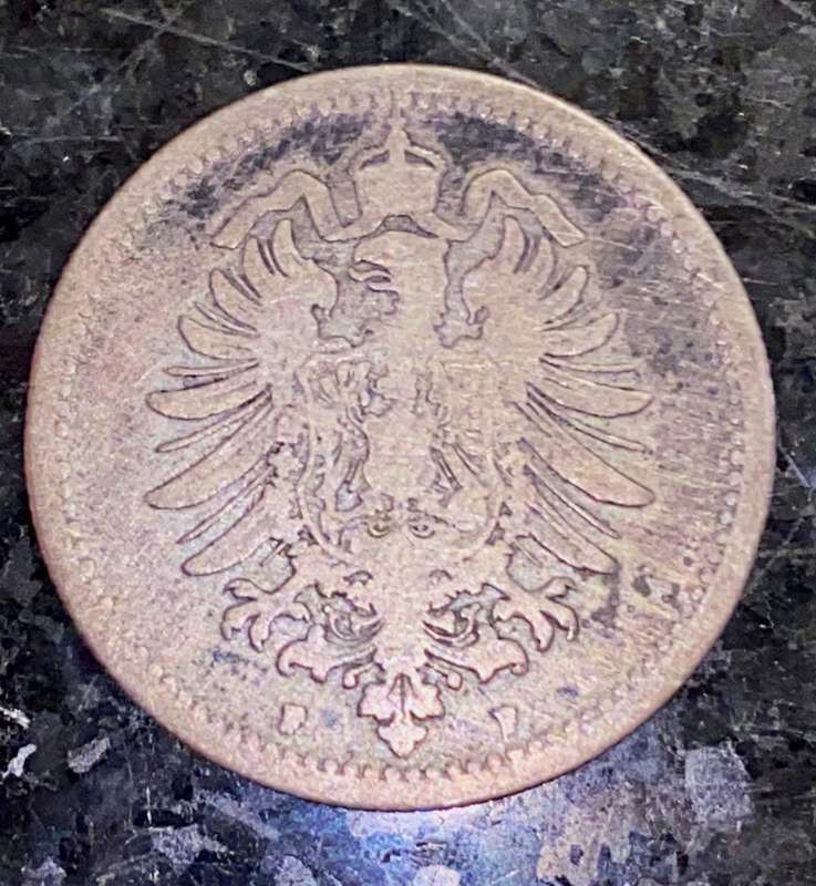 GERMANY SILVER 50 PFENNIG 1877 F MINT - SILVER .900