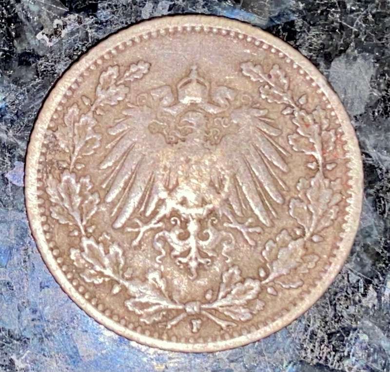 GERMANY SILVER 1/2 MARK 1906 - STUTTGART MINT - SILVER .900