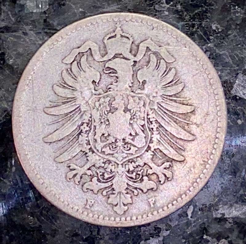 GERMANY SILVER 1 MARK 1874 - STUTTGART MINT - SILVER .900