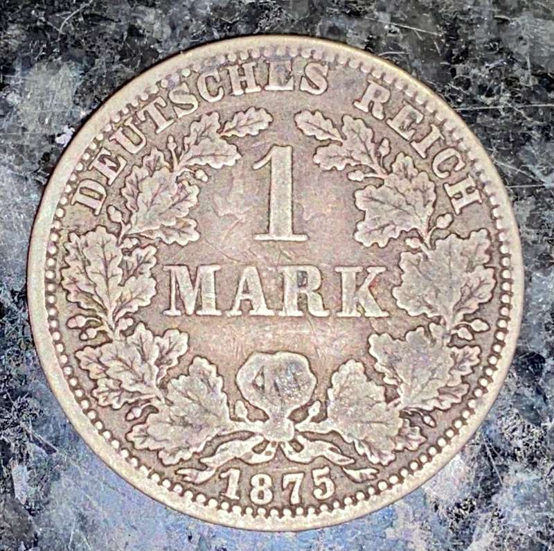 GERMANY SILVER 1 MARK 1875 - BERLIN MINT - SILVER .900