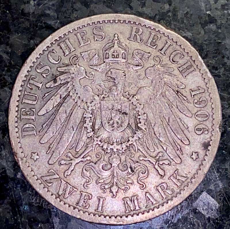 GERMANY SILVER 2 MARK 1906 - BERLIN MINT - SILVER .900