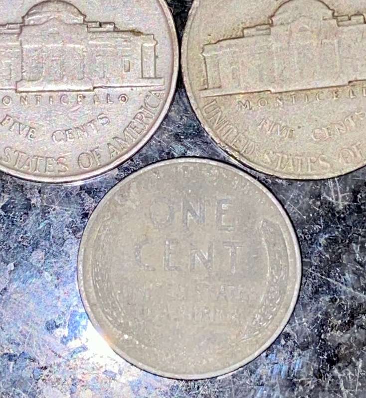 U S A - WW2 SET 5 CENT - 1939, 1940, 1941 & SILVER 1943 + STEEL WHEAT PENNY 1943 (1 BID TAKES ALL)