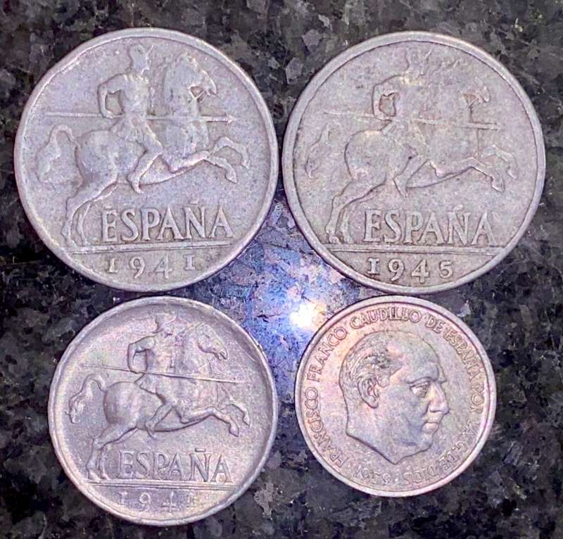 SPAIN SET 10 CENTIMOS - 1941, 1945 & 1959 - 5 CENT 1941 WW2(1 BID TAKES ALL)