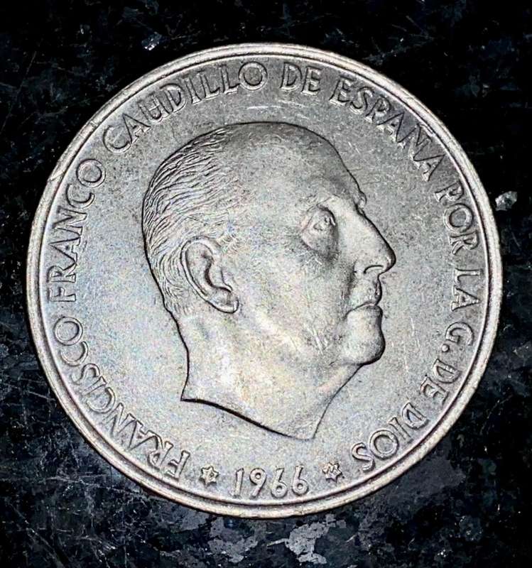 SPAIN SILVER 100 PESETAS 1966 SILVER 80%
