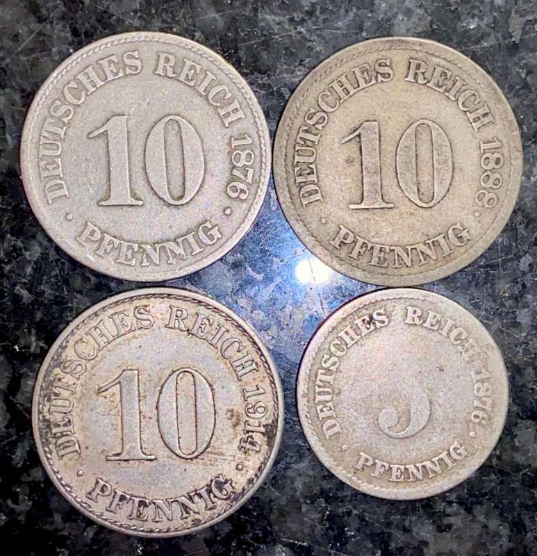 GERMANY SET 10 PFENNIG 1876 - 1888 & 1914 + 5 PFENNIG 1876 ( 1 BID TAKES ALL)