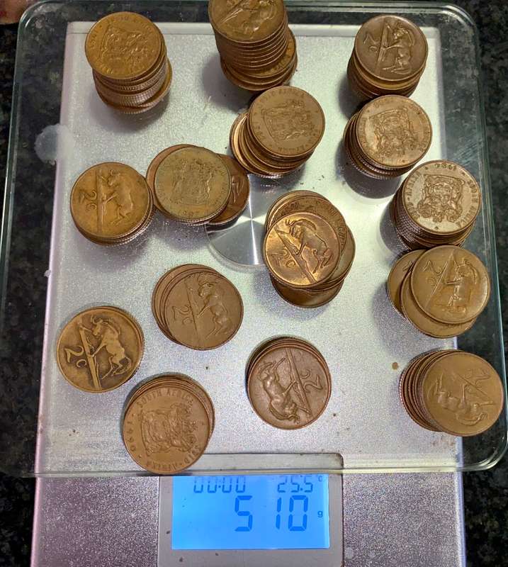 SOUTH AFRICA 2 CENT HALF KILO VARIOUS DATES 2ND DECIMAL 1965-1989