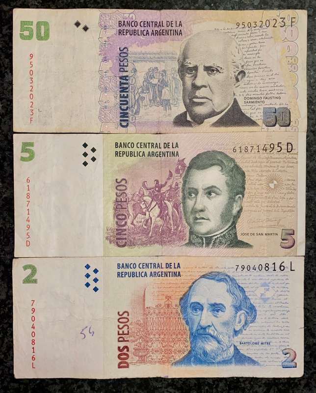 ARGENTINA SET  50 PESOS, 5 PESOS & 2 PESOS 1980s (1 BID TAKES ALL)