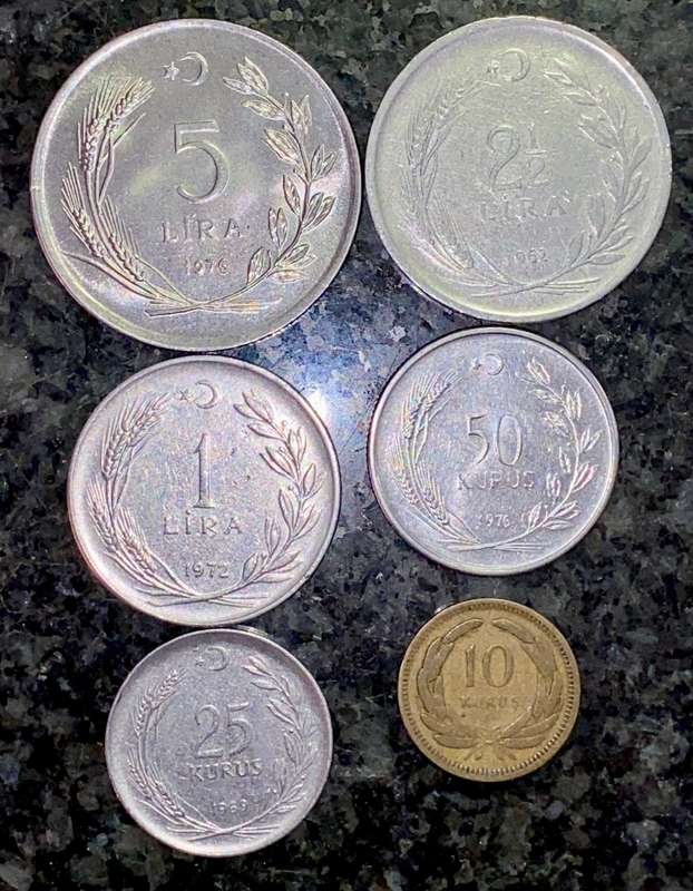 TURKEY SET 5 LIRA TO 10 CURUS 1949 - 1976( 1 BID TAKES ALL)