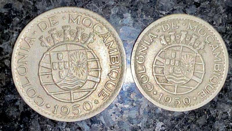 MOZAMBIQUE SET 50 CENTAVOS & 1 ESCUDO 1936 (1 BID TAKES ALL)